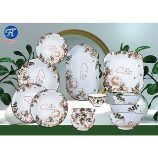 Bát đĩa hoa Hồng pháp { lẻ Tô bát đĩa ]gốm sứ bát tràng cao cấp