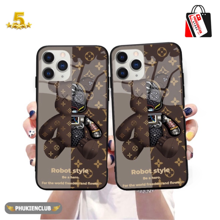 Ốp lưng iphone 6/ 7/ 8 Plus/ SE2/ X/ XS/ XR/ XSMAX/ 11/ 12/ 13/14 PRO/14 PROMAX BẰNG KÍNH in hình gấu BE nâu 245