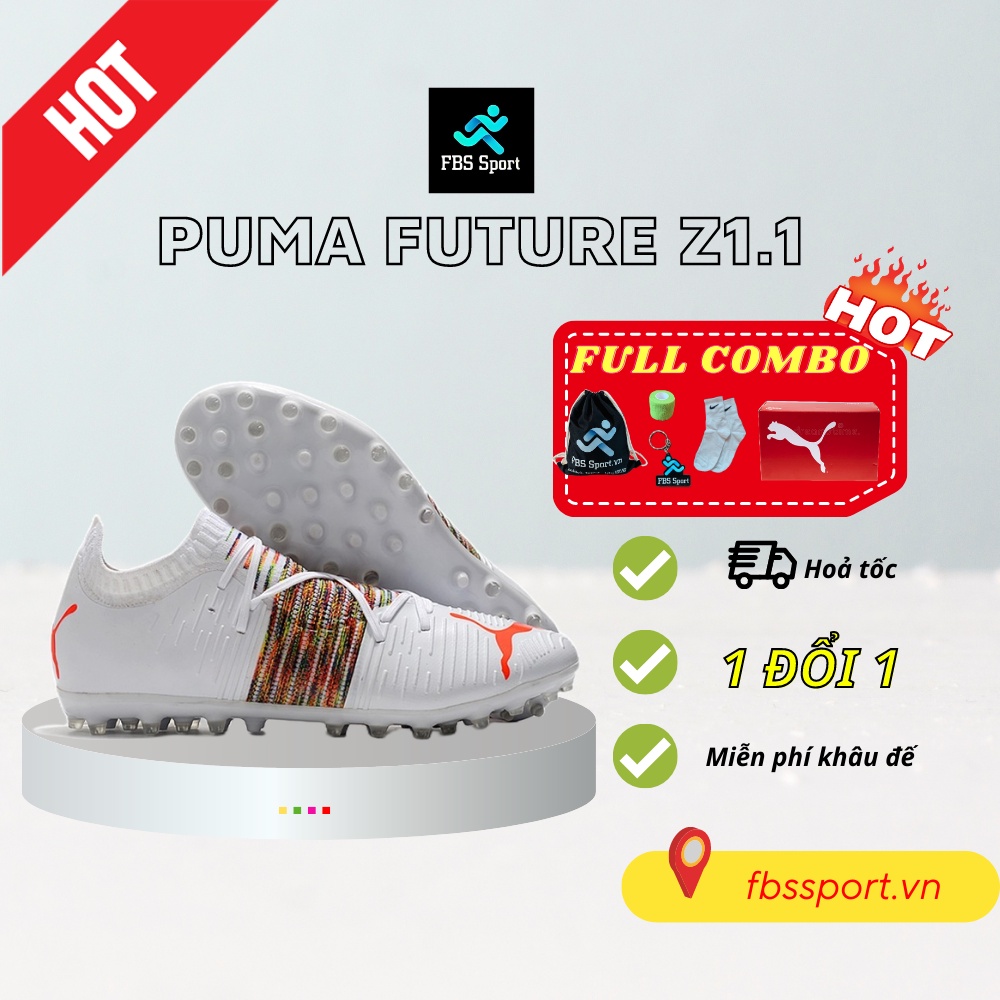 Giày đá bóng Puma Future Z1.1 đế MG màu trắng Đỏ cho Nam/nữ, sân cỏ tự nhiên, nhân tạo