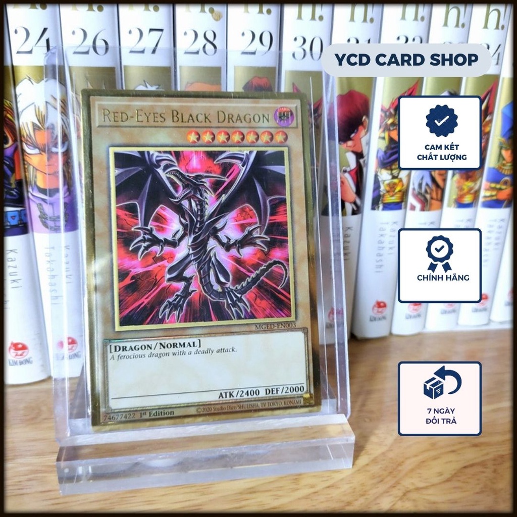 Thẻ bài Yugioh Chính Hãng Red-Eyes Black Dragon – Premium Gold Rare