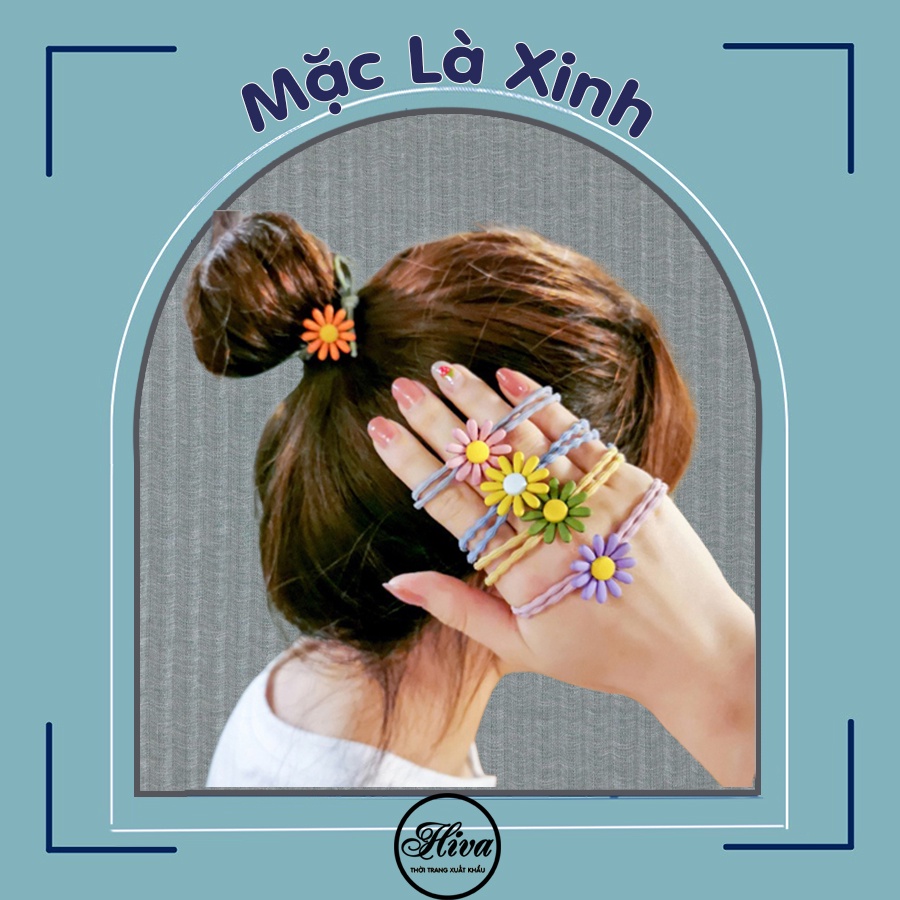 Dây Chun Buộc Cột Tóc Đính Mặt Hoa Cúc Xinh Xắn Cho Phái Đẹp Nữ