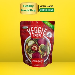 [NHẬP ÚC] Rau củ sấy giòn ăn liền vị cay DJ&A gói 90g - Phù hợp ăn chay, KETO - DJ&A Veggie Crisps Hot & Spicy