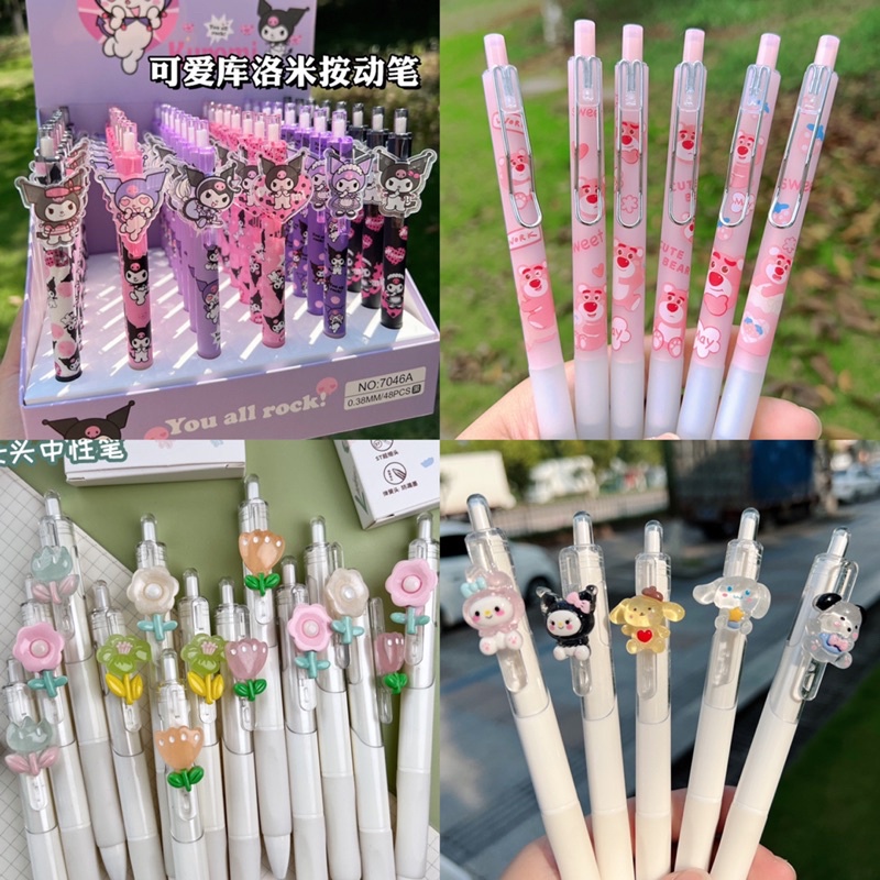 Bút bi Gel bấm ngòi 0.5mm hình hoạt hình cute dễ thương mực đen vỏ hoạt hình đáng yêu
