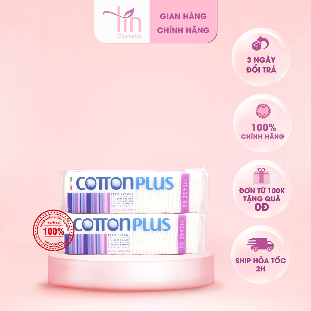 Bông tẩy trang Cotton tự nhiên PLUS 80 miêng nhập khẩu ITALY an toàn tuyệt đối,đã có mặt tại siêu thị và cửa hàng bán lẻ