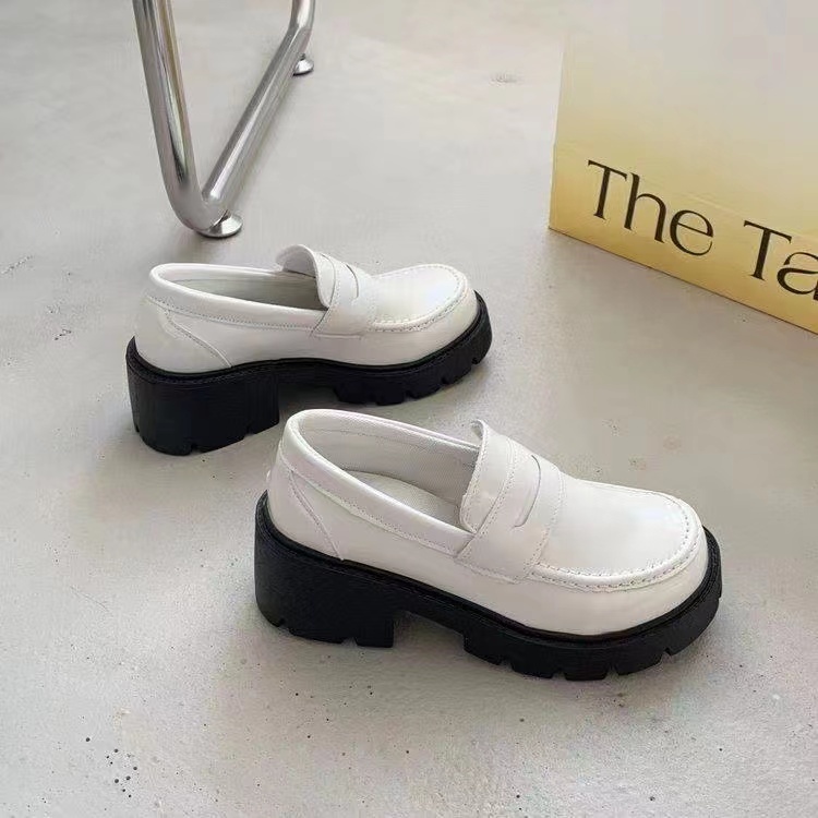 Giày da nhỏ đế dày phong cách Anh nữ thời trang