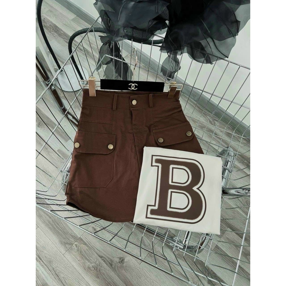 Sét chân váy chữ A kèm áo thun ngắn tay in chữ B Thuộc top HOT TREND năm 2023