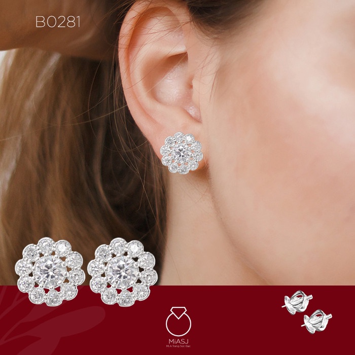 Bông tai nữ bạc Ý S925 MiASJ chốt vặn kiểu xoàng đi tiệc kết đá Cz cao cấp nhiều kiểu 2