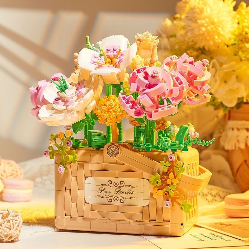 Đồ chơi xếp hình Legogi GIỎ HOA xinh quà tặng bạn gái mô hình trưng bày trang trí decor phòng
