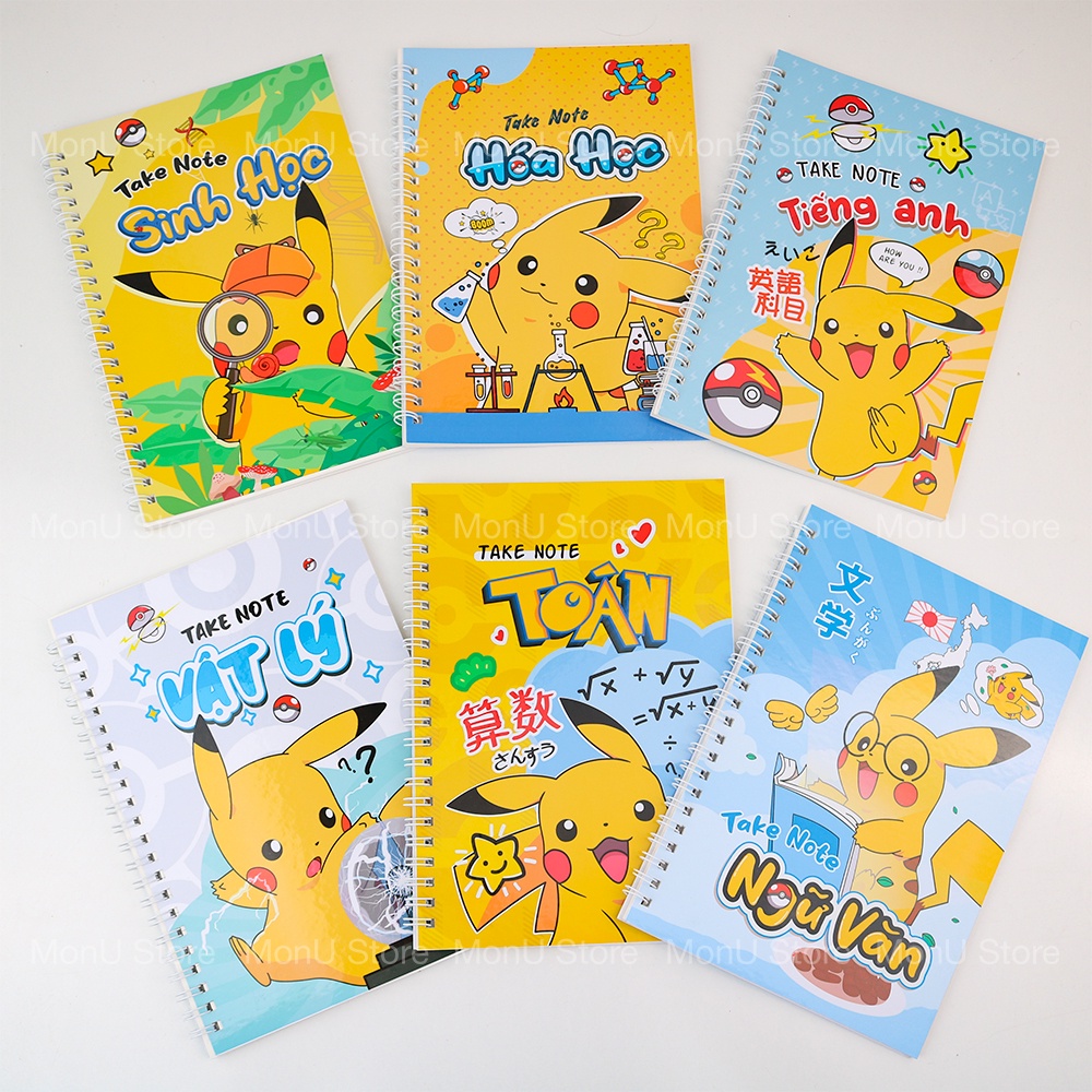 Sổ lò xo A5 Pikachu Pokemon 90 trang kèm tên môn học siêu dễ thương cute PK0099 TooYoo