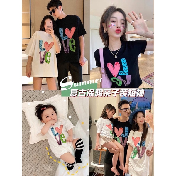 Áo phông gia đình cho bố mẹ con - chữ love