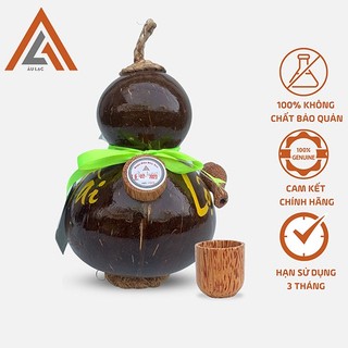 Combo 1 bình rượu dừa âu lạc hồ lô 480ml + 1 ly gỗ dừa