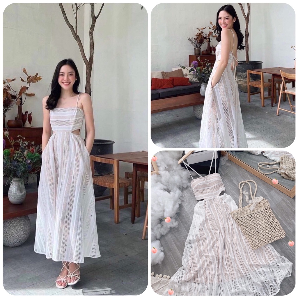 ĐẦM 2 DÂY REN KEM HỞ EO (kèm ảnh thật)