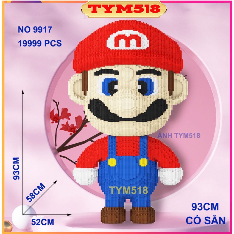 le.go mario cỡ lỡn 93cm Đồ chơi lắp ráp mô hình Hàng Đẹp bear bricK.