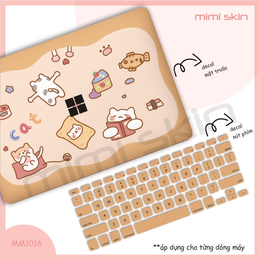 Dán bảo vệ laptop PET dễ thương được cắt sẵn dành riêng cho từng loại laptop hiệu MIMISKIN