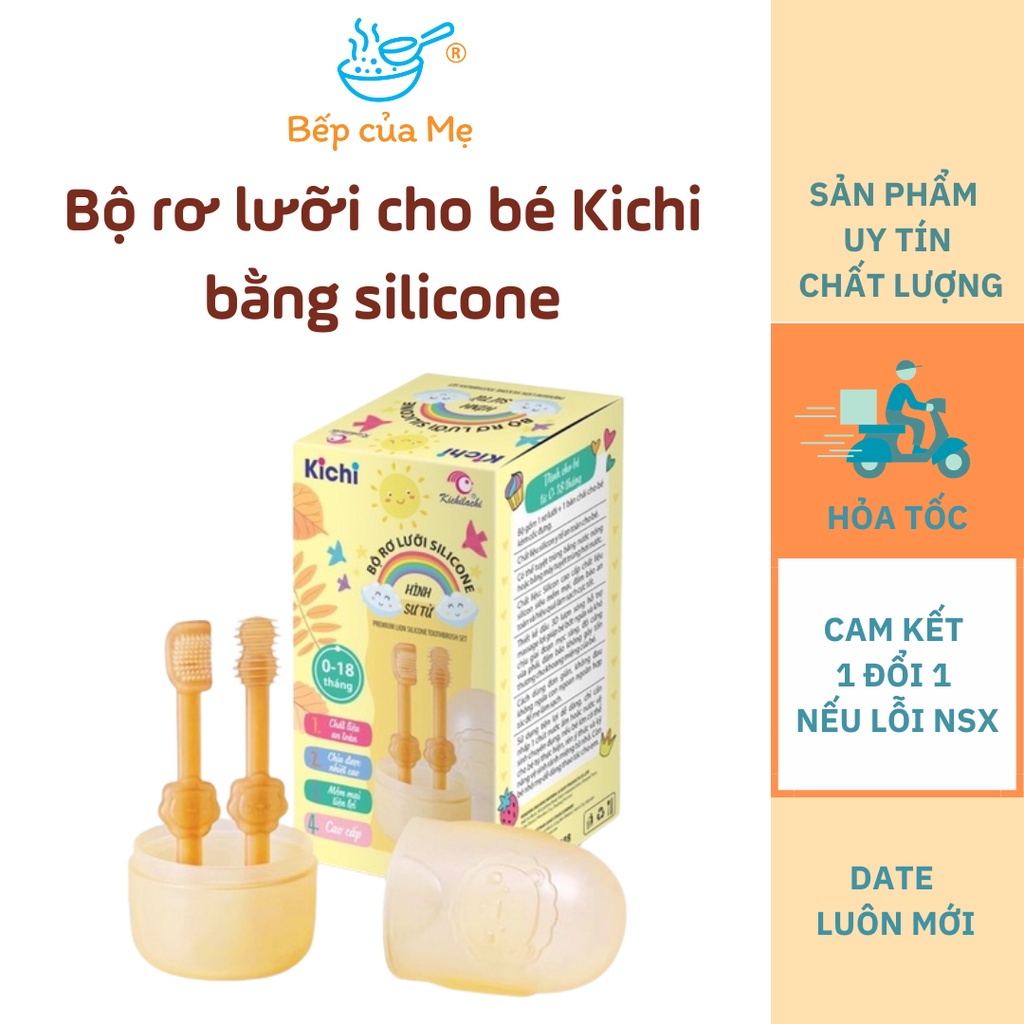 Bộ Rơ Lưỡi Làm Sạch Nướu Cho Bé Từ 6 Tháng Kichi, Bộ Bàn Chải Silicone Làm Sạch Răng Miệng Cho Bé , Shop Bếp Của Mẹ