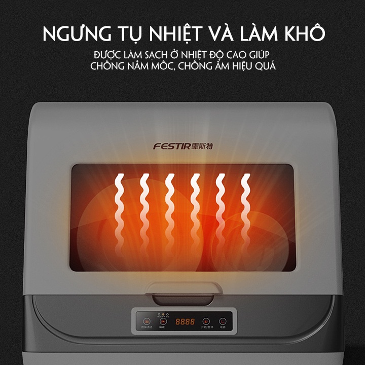 Máy rửa bát tiệt trùng sạch 360 độ - Máy rửa bát dùng cho gia đình - Máy rửa bát siêu sạch nhà bếp có thể rửa hoa quả