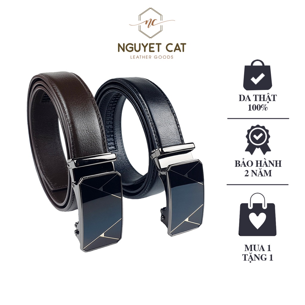 Thắt Lưng Da Bò Nappa NGUYET CAT, Khóa Trượt Siêu Mềm Mịn, Cao Cấp Sang Trọng Cho Nam Giới NC07
