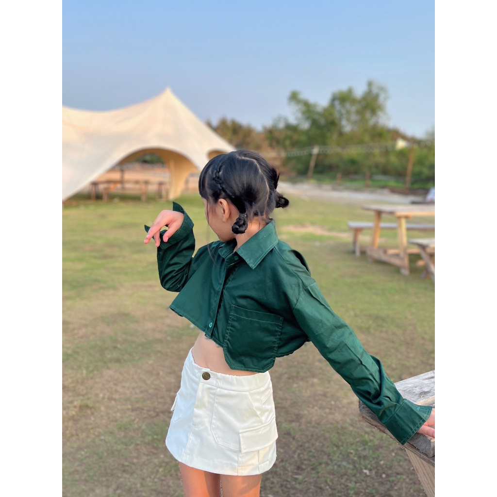 Áo sơ mi croptop tay dài với túi đựng đồ GLEE TOP - Thời trang cho Mẹ & Bé - A-43