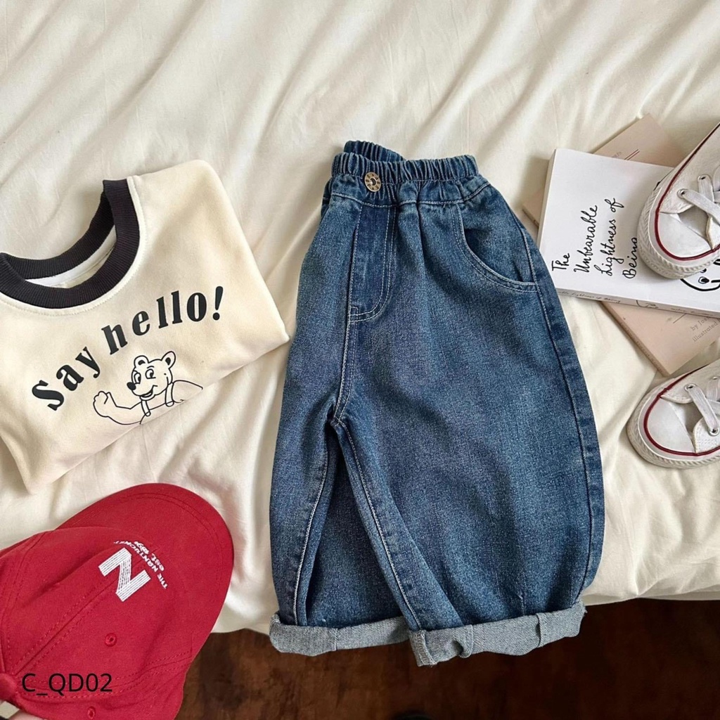 Quần jean dài cho bé trai EMBES KIDS , quần bò dài cho bé từ 11kg đến 31kg