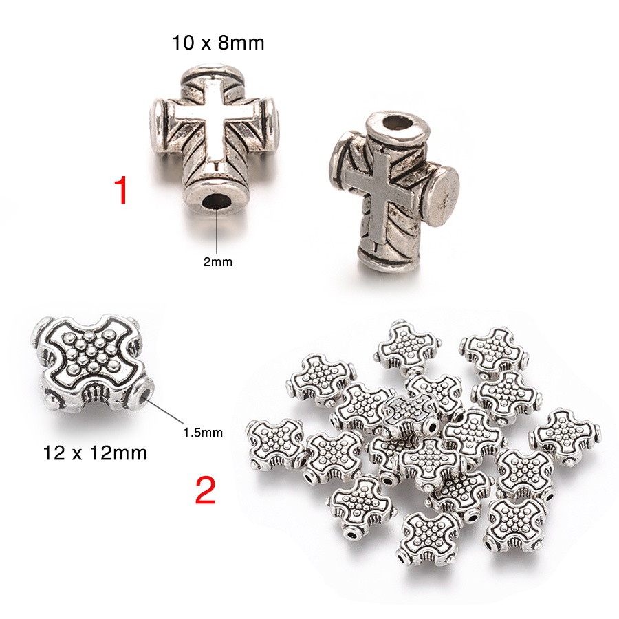 Chuỗi Hạt Hợp Kim Chữ Thập Cổ Điển ~10-12mm, Mix Làm Vòng Tay Dây Đeo Móc Khóa Trang Sức, Thời Trang Nam Nữ