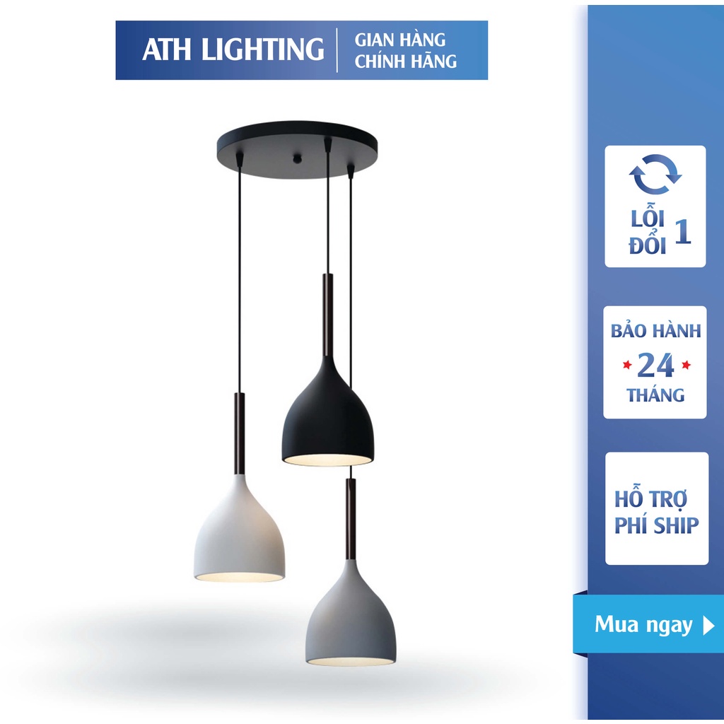 Đèn Thả Trần ATH LIGHTING Cao Cấp Sơn Tĩnh Điện Loại Chao LED 3 Chế Độ Màu Phong Cách Hiện Đại Tặng Kèm Bóng  3 Màu