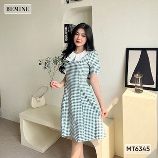 Đầm công sở cổ tròn ngắn tay bemine mt6345