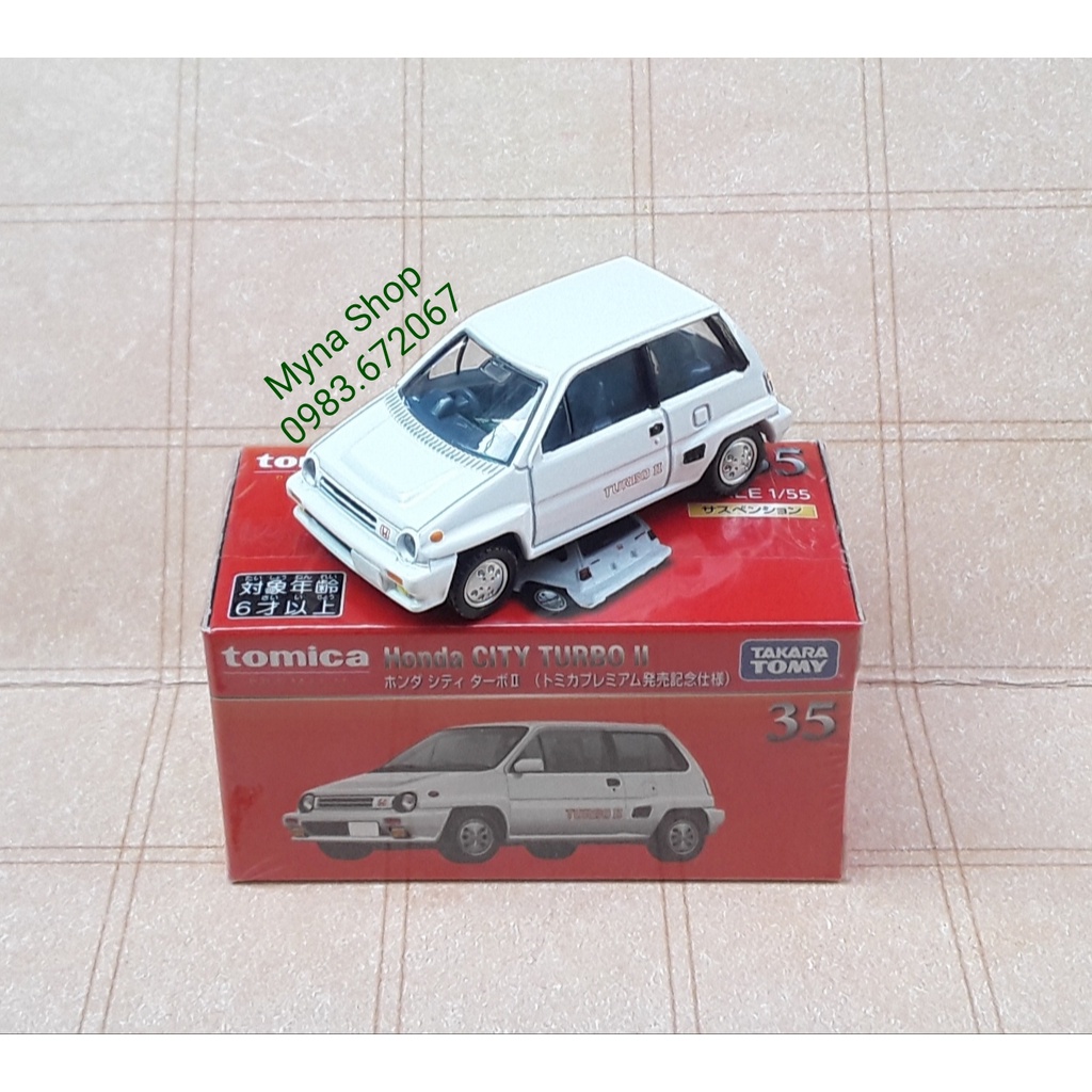 Đồ chơi mô hình tĩnh xe tomica premium, No.35 Honda City Turbo II (trắng)