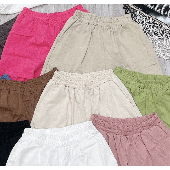 Quần đùi short nữ mix với áo phông 3158 chất liệu cotton khô thoáng mát KONOVA