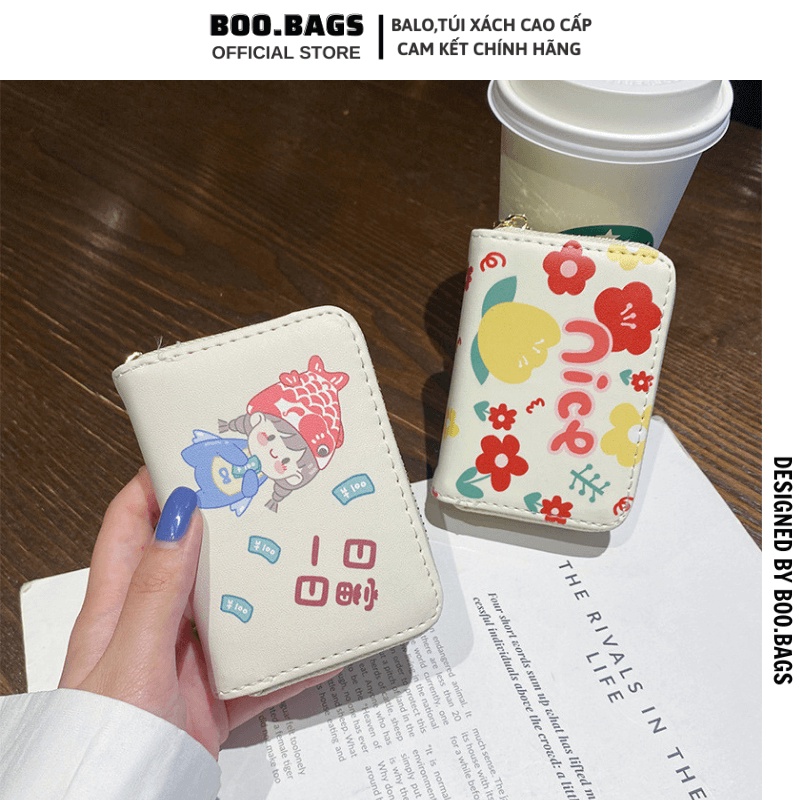 Ví Nữ Mini, Ví Cầm Tay Nữ Hình Cô Gái Nhiều Màu Dễ Thương Với 12 Ngăn Cute Boobags Boo-035