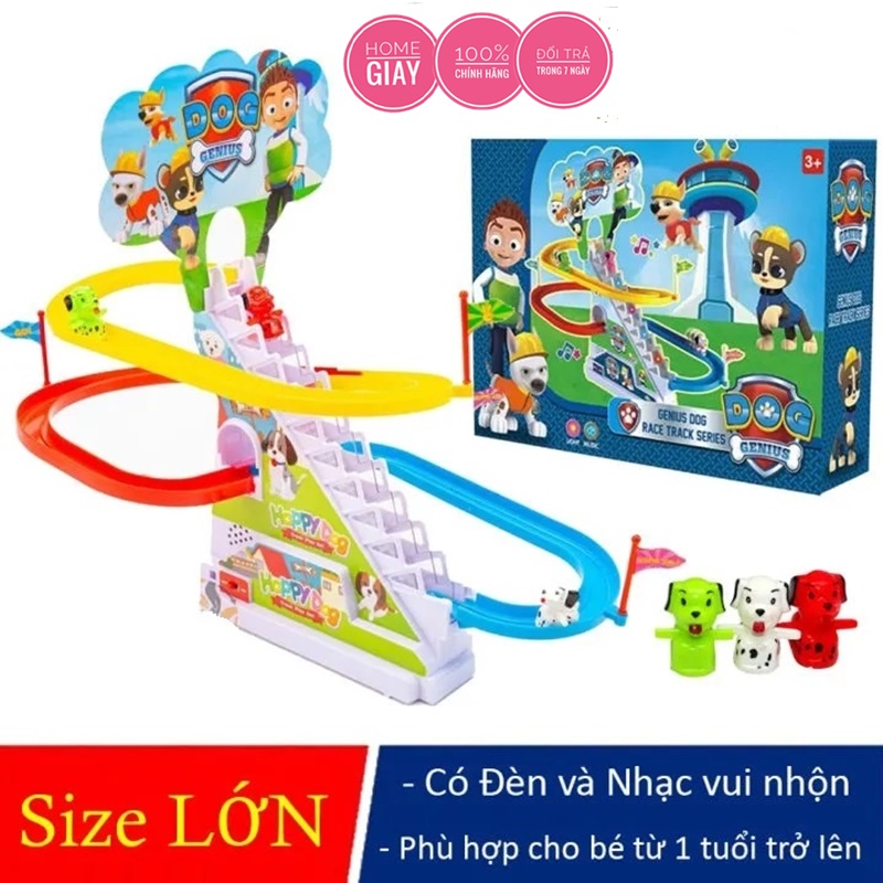 Đồ chơi Cầu trượt biệt đội chó cứu hộ poli leo thang có nhạc