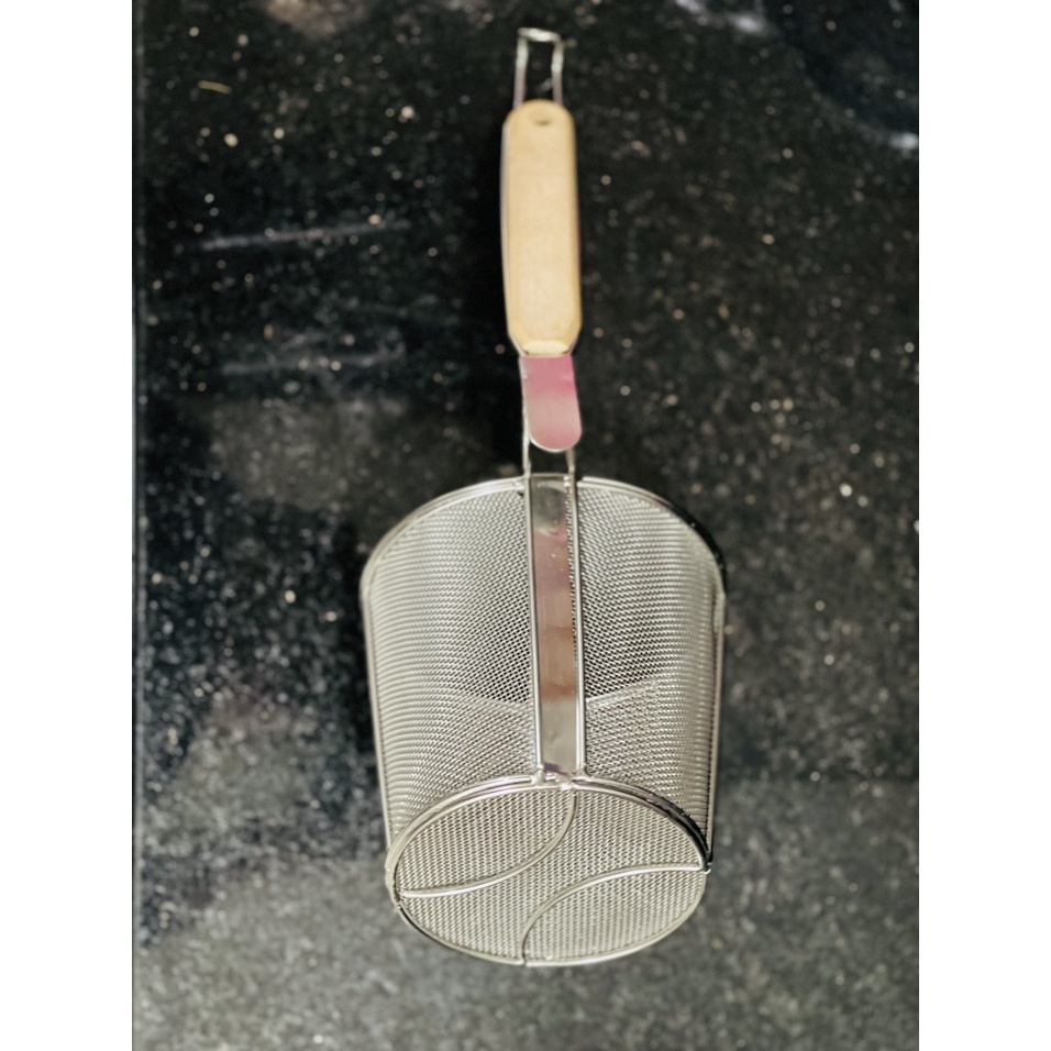 Vợt hủ túi lưới INOX - Đường kính lưới 13,5cm, cán gỗ dài 21cm
