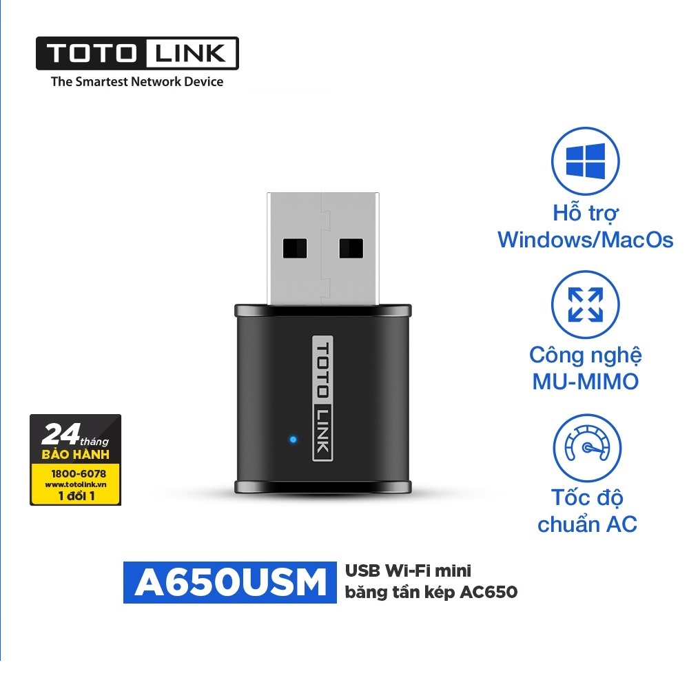 USB Wi-Fi Totolink A650USM - USB Wi-Fi mini băng tần kép AC650