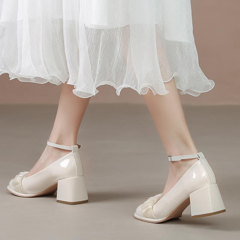 Giày cao gót quai ngang Giày Mary Jane gót thô