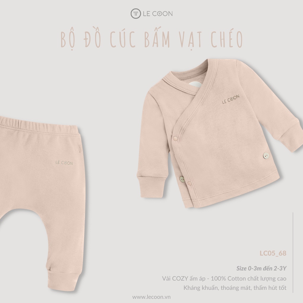 LE COON | Bộ Đồ Cúc Bấm Vạt Chéo | COMFY | 0-3 tuổi