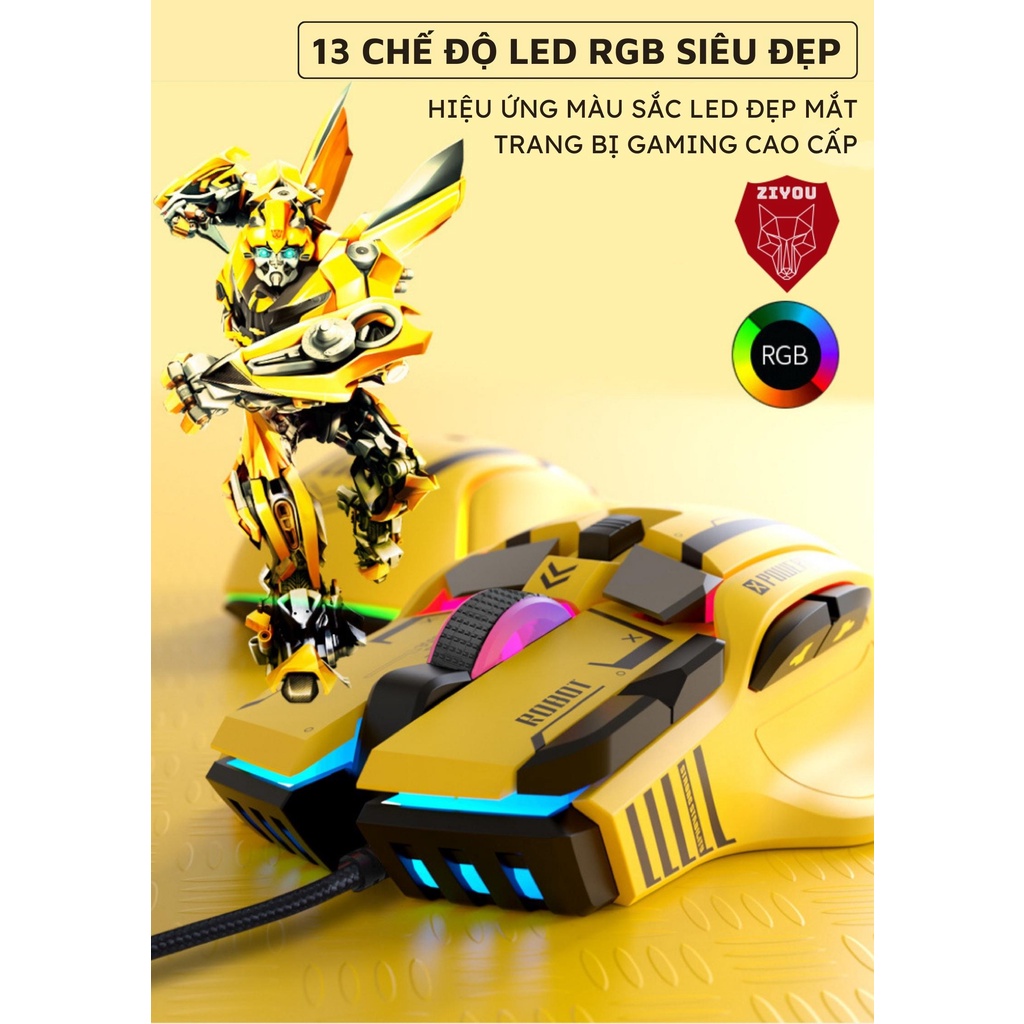 Chuột Cơ Máy Tính Gaming Ziyou G6 Pro 2023 Led RGB 13 Cao Cấp Chế Độ Chuyên Game, Văn Phòng