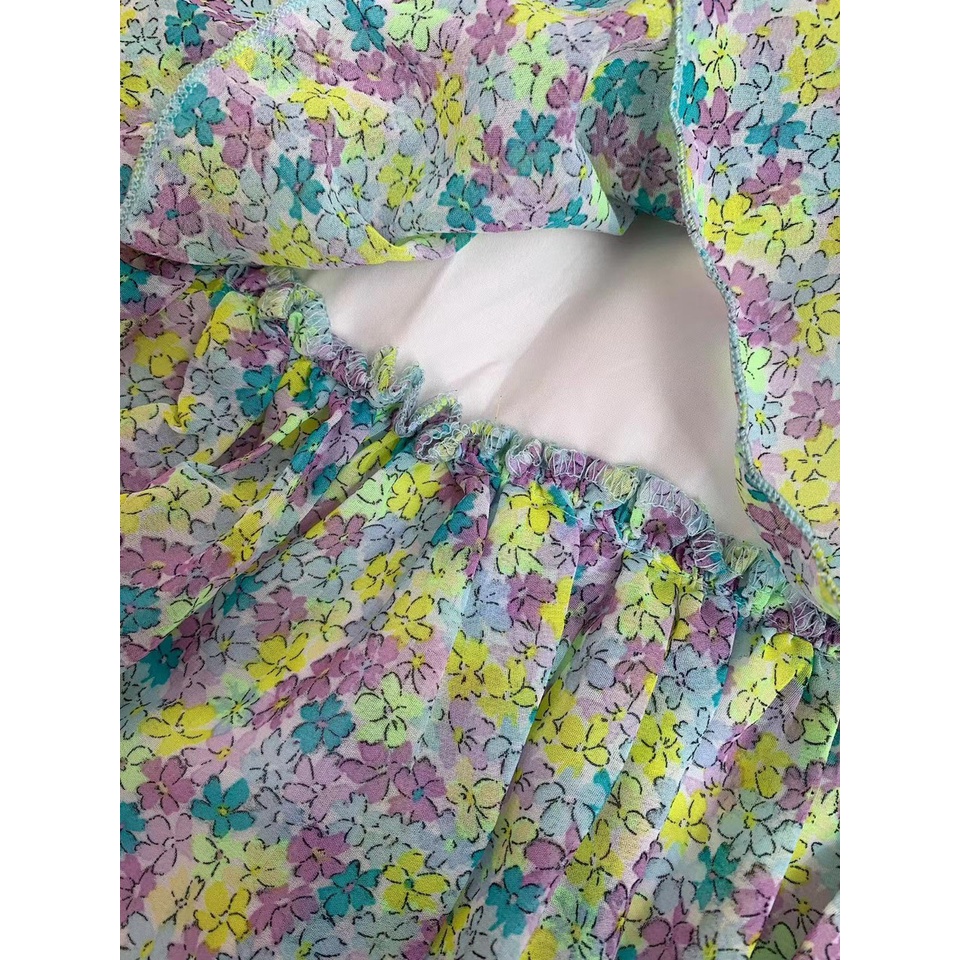 Váy dây hoa xanh cho bé gái VHM016