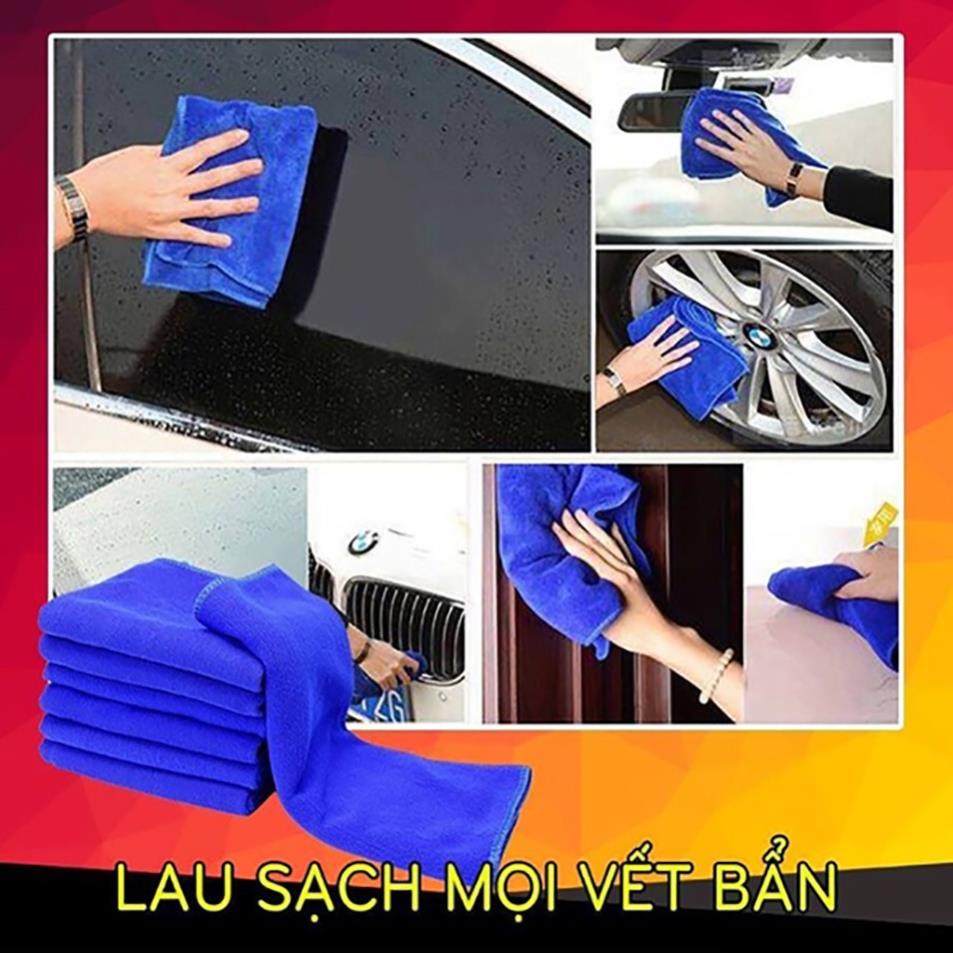 . Khăn Microfiber⚡️FREESHIP 50K⚡️ Mềm Mịn Thấm Hút Nước Tốt Chuyên Dụng Lau Rửa Xe Hơi Ô Tô 3M