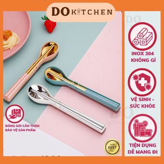 Bộ đũa muỗng cá nhân 2 món thép 304 không gỉ, lúa mạch Dokitchen chất lượng an toàn tiện dụng phù hợp mang đi