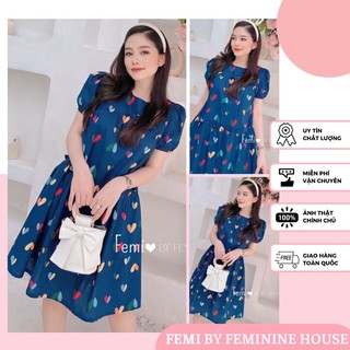 Đầm Trái Tim, váy suông xinh, đầm suông hoạ tiết, váy diện hè