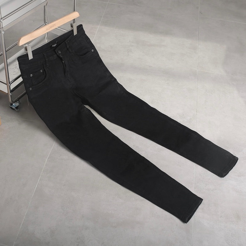 Quần Jean Nam Đen Trơn Dáng Ôm Co Dãn Hàn Quốc Hot Trend 2023