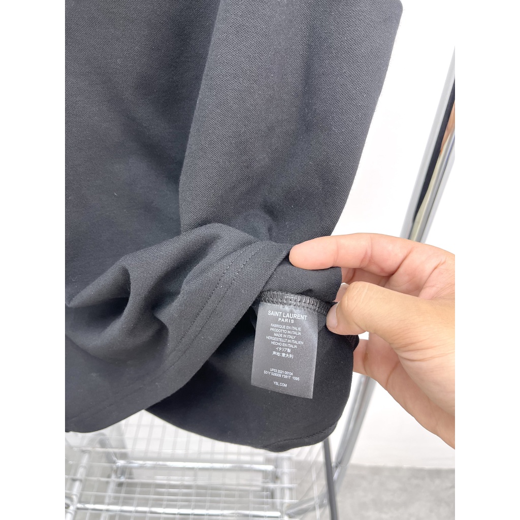 ÁO POLO SAIN LAURENT CỔ BẺ , ÁO POLO SỌC VAI NAM NỮ UNISEX