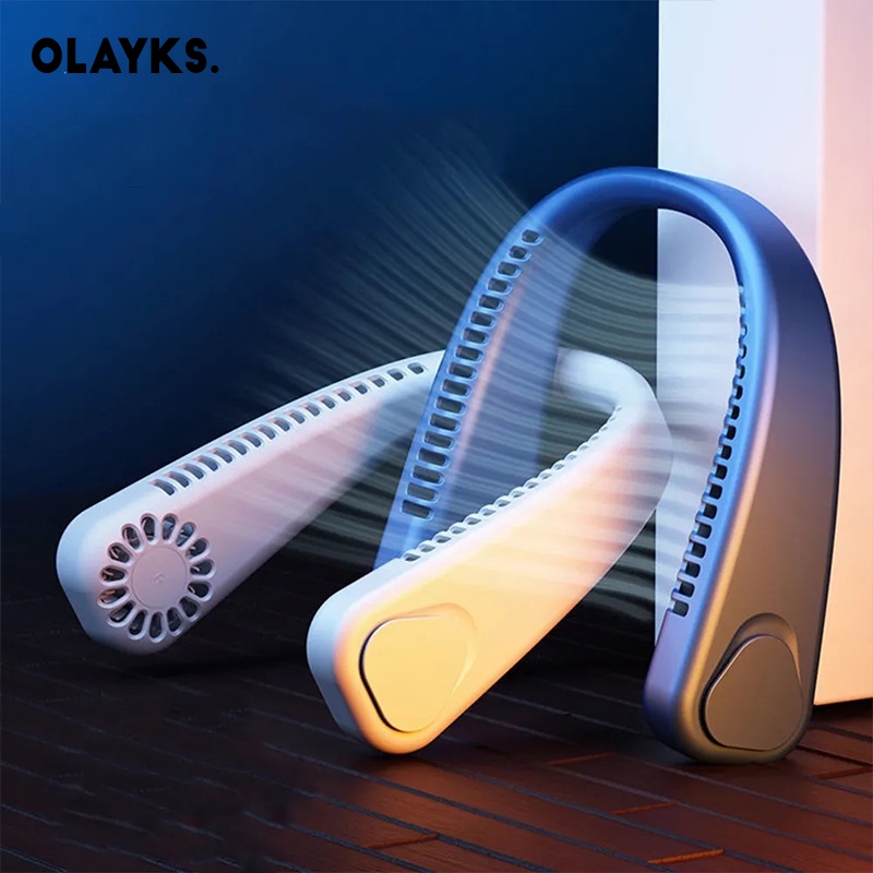 OLAYKS quạt điện mini Treo cổ quạt nhỏ làm lạnh quạt không lá quạt quạt điện cầm tay quạt tích điện quạt đeo cổ siêu mát