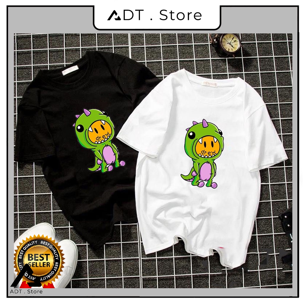 Áo thun Drew Khủng Long đen trắng unisex nam nữ form rộng độc đẹp giá siêu rẻ