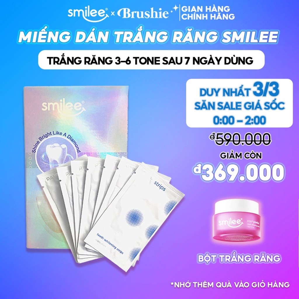 Miếng Dán Làm Trắng Răng Smilee, Trắng Ngay Sau Lần Đầu Sử Dụng, Công Nghệ Làm Trắng Hiện Đại Độc Quyền PAP+