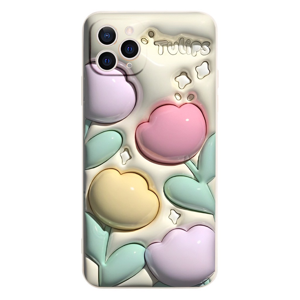 Ốp Điện Thoại Silicon Chống Sốc Chống Thấm Nước Hình 4 hoa tulip đẹp Cho iPhone11 12pro XR 6s xs 8p 7 e5086