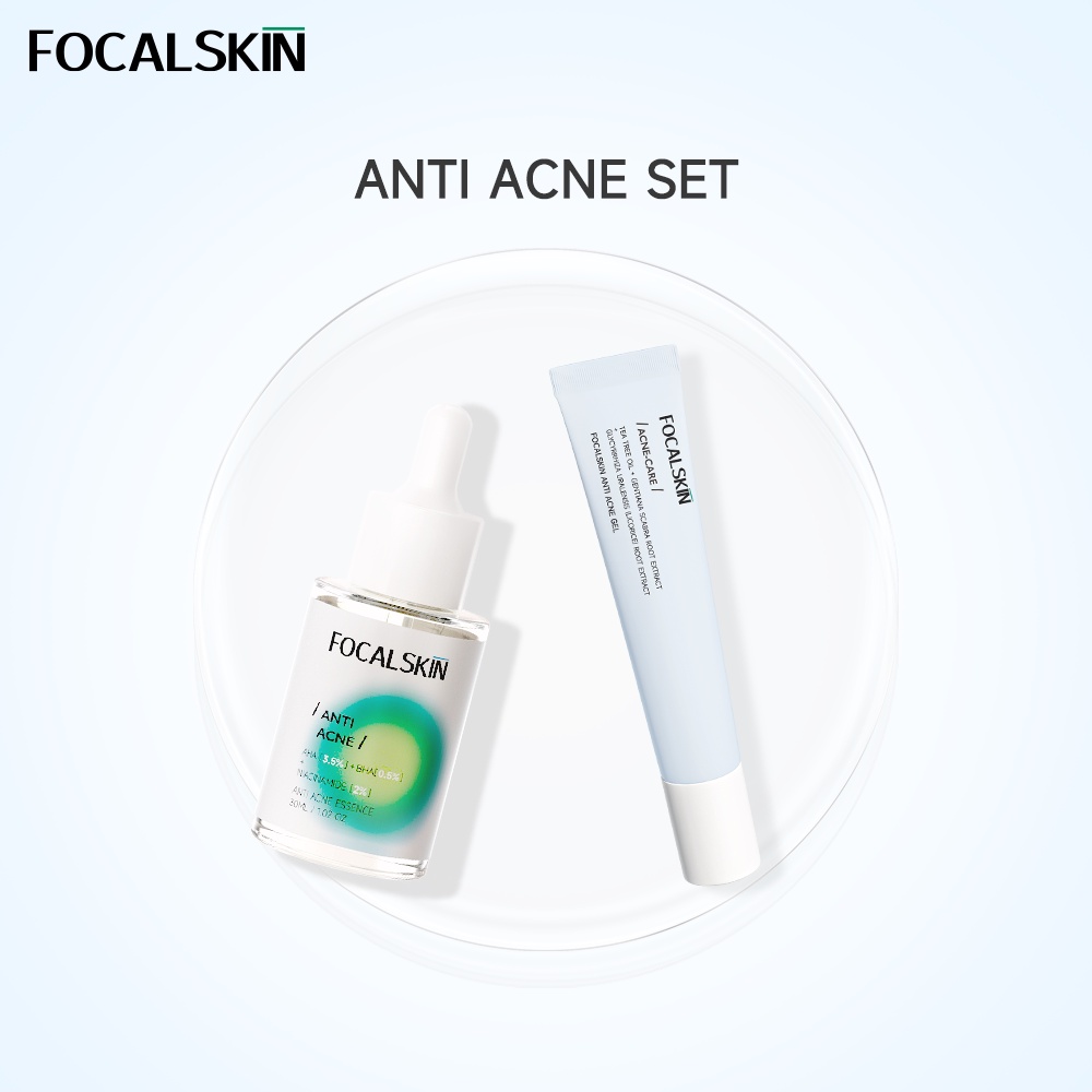 Focalskin Bộ đôi giảm mụn Tinh chất giảm mụn 0.5% Salicylic Acid 30ml + Gel giảm mụn Tinh dầu tràm trà Úc 15g
