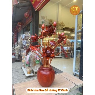 ❤ Bình Sen Gỗ Hương 17 Bông ❤