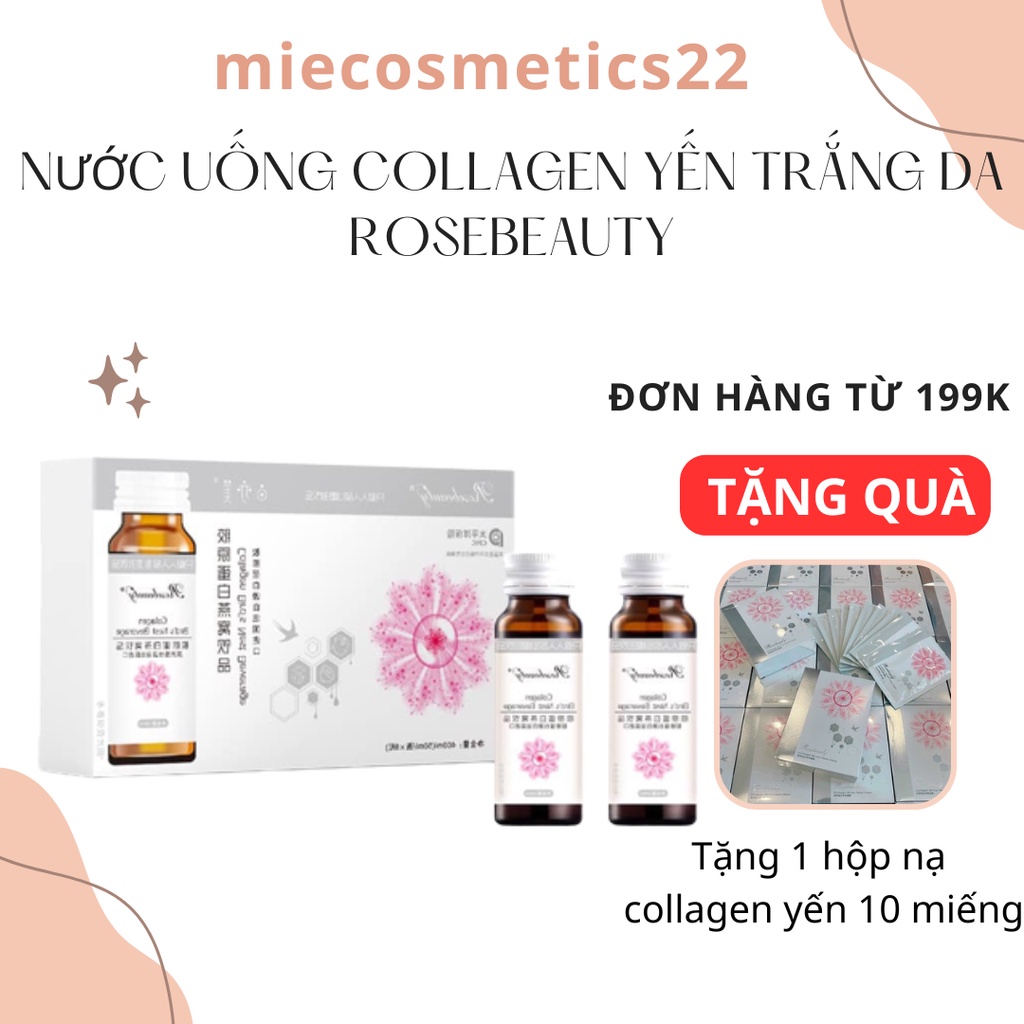 COLLAGEN ROSE BEAUTY YẾN TRẮNG DA (TRẮNG SÁNG TỨC THÌ X10) Hộp 8 chai