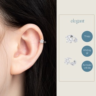 Khuyên tai vòng đá nhỏ 6mm CRYSTAL 1 FLOWER HOOP Elegant (Giá 1 chiếc)