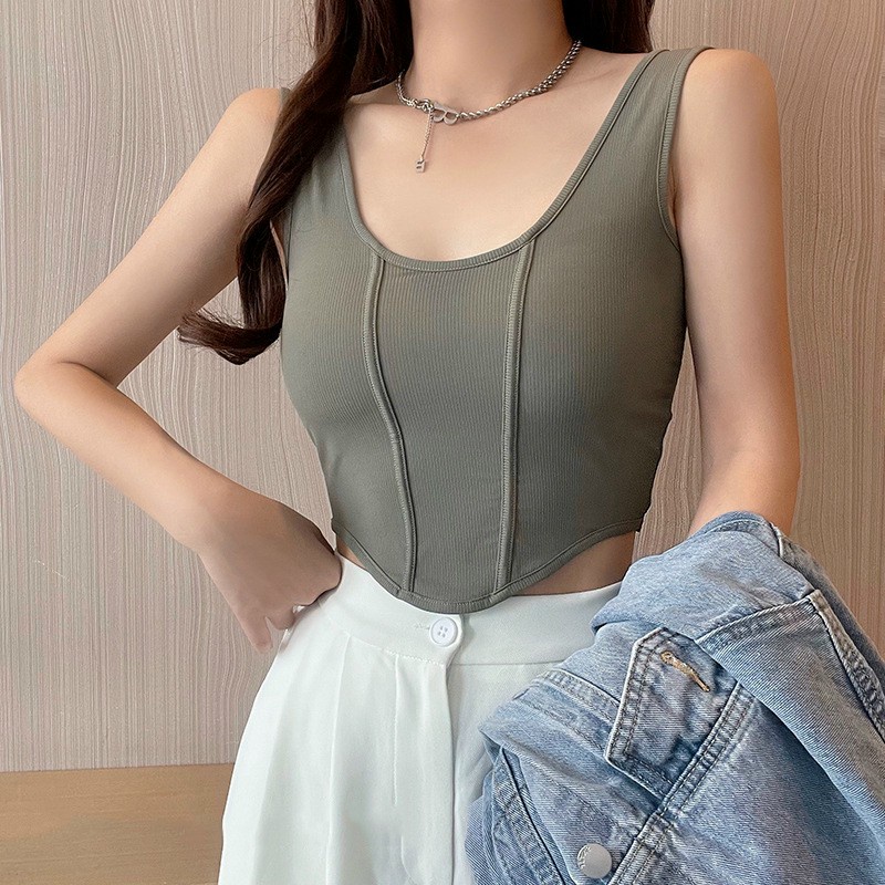 Áo Lót  Bra 2 Dây Bản To  Phối 2 Gân Giữa Dánd Lửng Vạt Tròn Kèm Đệm Ngực  Mã 2436